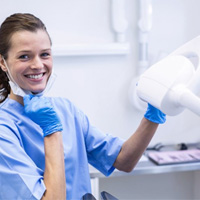 Dental hygienist smiles